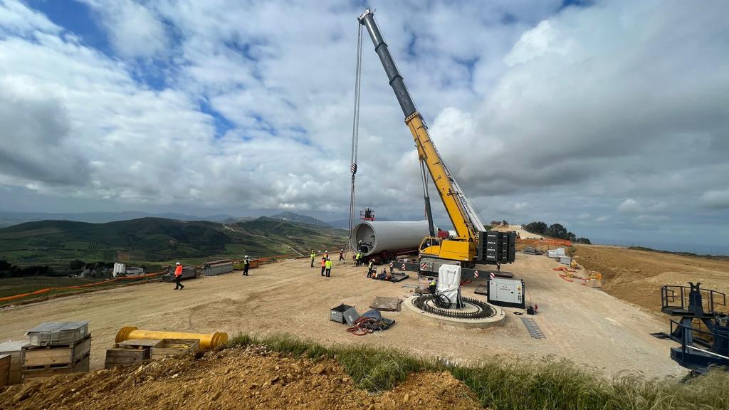 Our Partinico-Monreale wind farm during the construction phase, as part of the repowering operations.